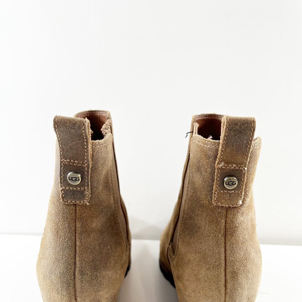 UGG Pax Pull On Suede Hidden Wedge Waterproof Boots Booties Brown 10 - Picture 4 of 7